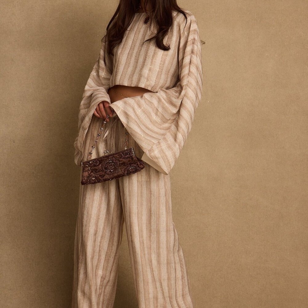 12th Tribe Clear Breeze Striped Chiffon Pants Size MM
